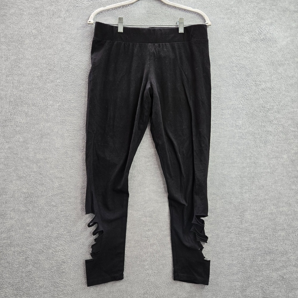 Torrid Women Activewear Pants 1 Black Legging Cotton Spandex Cropped Strappy